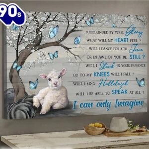 The Little Lamb Blue Butterflies I Can Only Imagine Canvas Wall Art