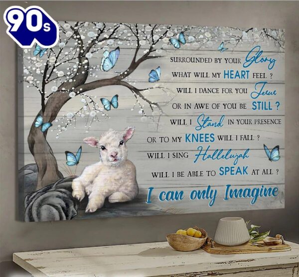 The Little Lamb Blue Butterflies I Can Only Imagine Canvas Wall Art