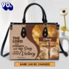 The Lord Is My Strength And My Song Personalized Jesus Leather Bag For Women , Christian Bags  Gift For Women Christmas