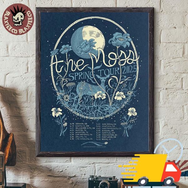The Moss Spring Tour 2025 Official Poster Tour Dates Nightshift Blue Canvas