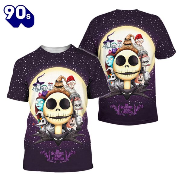 Merry Christmas  The Nightmare Before Christmas Characters Purple T-shirt