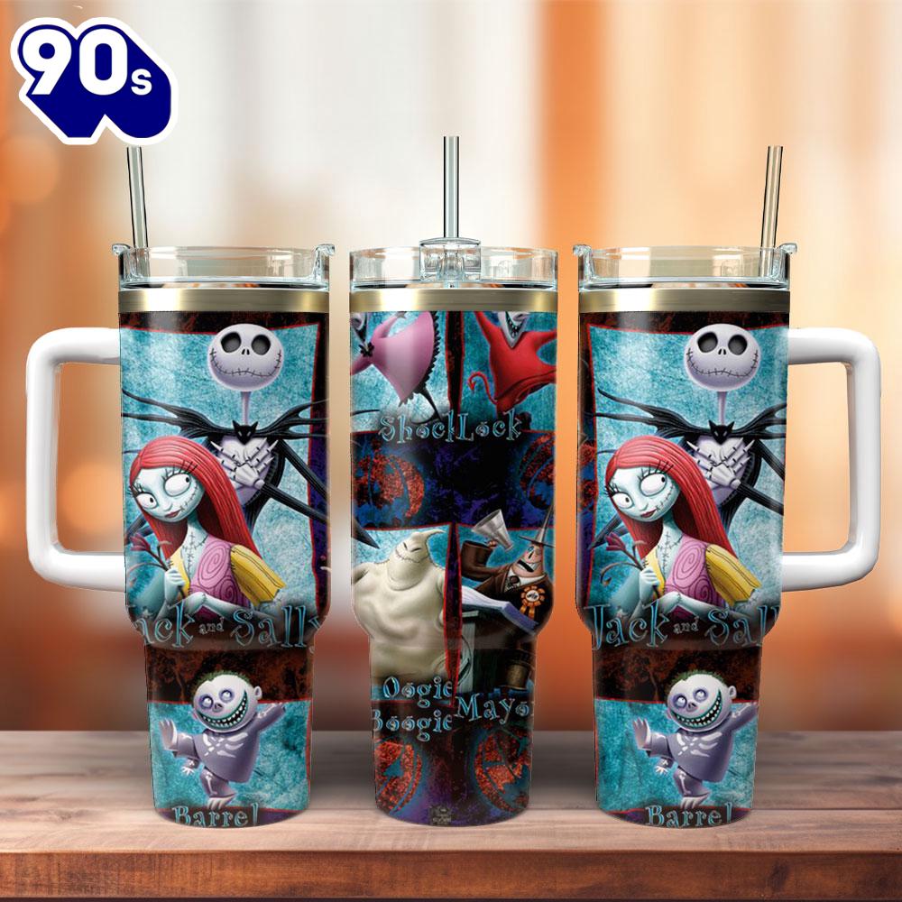 The Nightmare Before Christmas Movie Cartoon Custom Stanley Quencher 40oz Stainless Steel Tumbler With Handle For Fans The Nightmare Before Christmas Movie Cartoon Custom Stanley Quencher 40oz Stainless Steel Tumbler With Handle For Fans