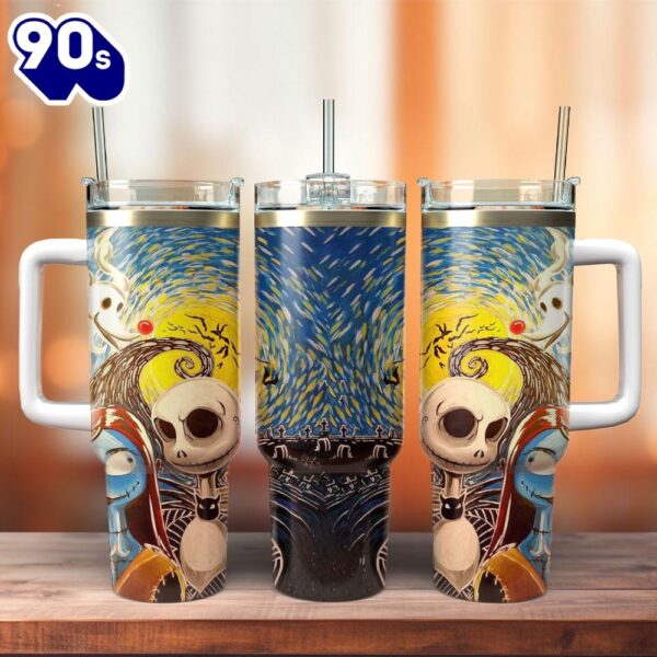 The Nightmare Before Christmas Movie Custom Stanley Quencher 40oz Stainless Steel Tumbler With Handle  3 For Fans