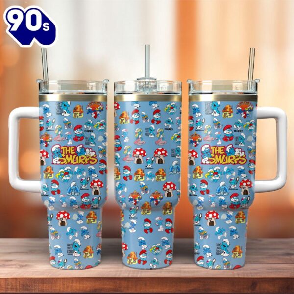 The Smurfs Movie Custom Stanley Quencher 40oz Stainless Steel Tumbler  For Fans