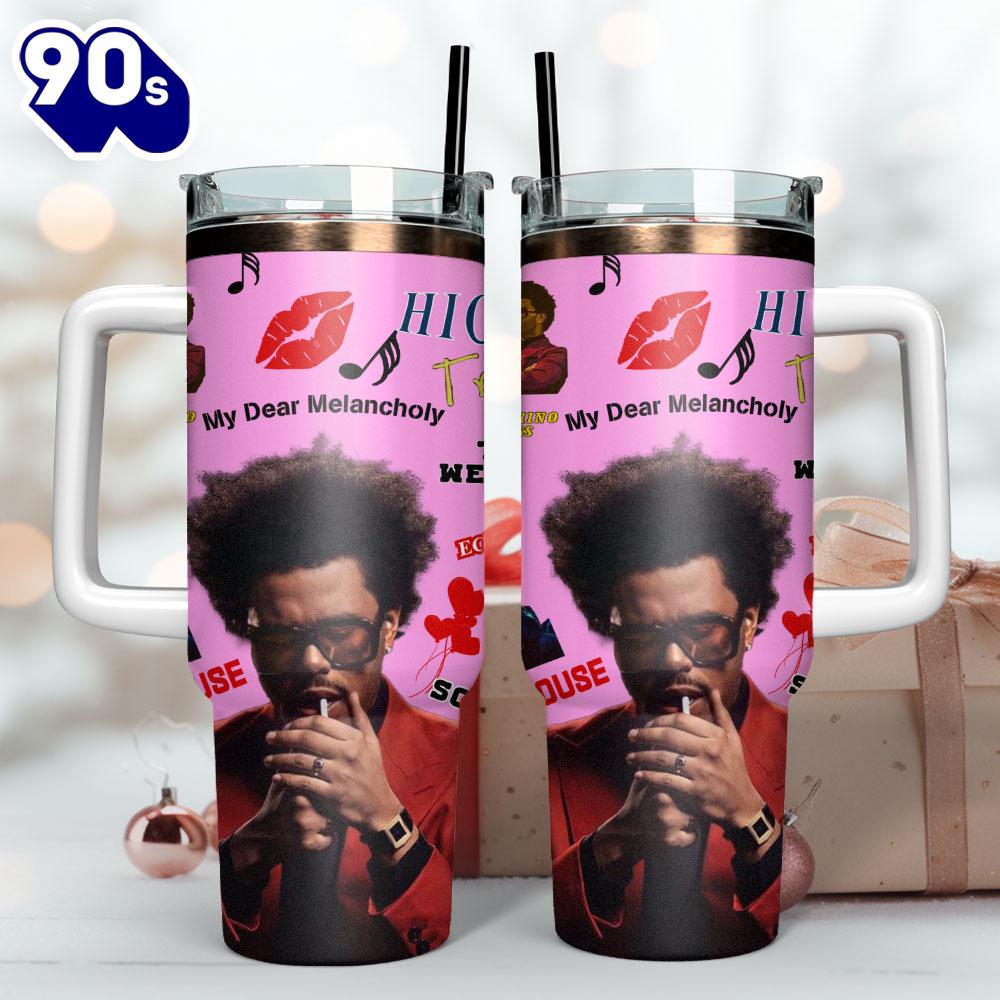 The Weeknd Music Custom Stanley Quencher 40oz Stainless Steel Tumbler For Fans The Weeknd Music Custom Stanley Quencher 40oz Stainless Steel Tumbler For Fans