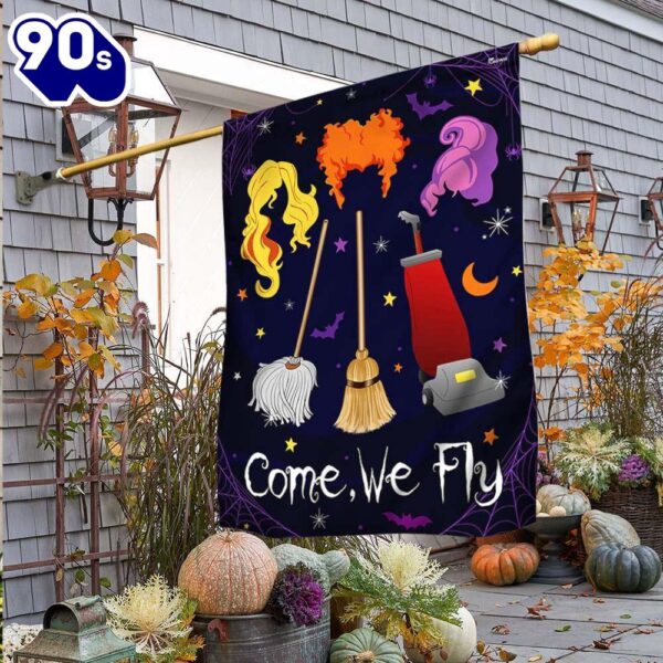 Halloween  Three Witches Halloween Come We Fly Flag, Halloween Garden Flags