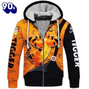 Tigger Pattern Hoodie And Leggings Combo Set