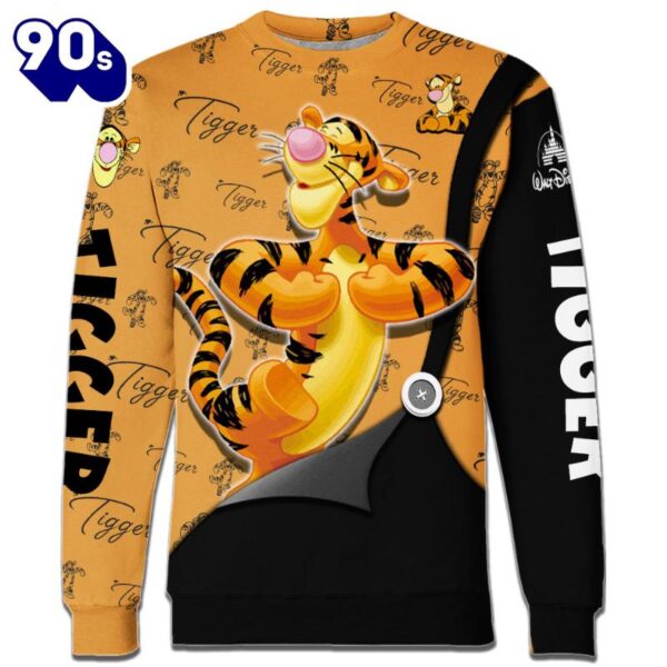 Tigger Pattern Hoodie And Leggings Combo Set