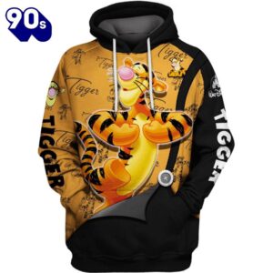 Tigger Pattern Hoodie And Leggings Combo Set