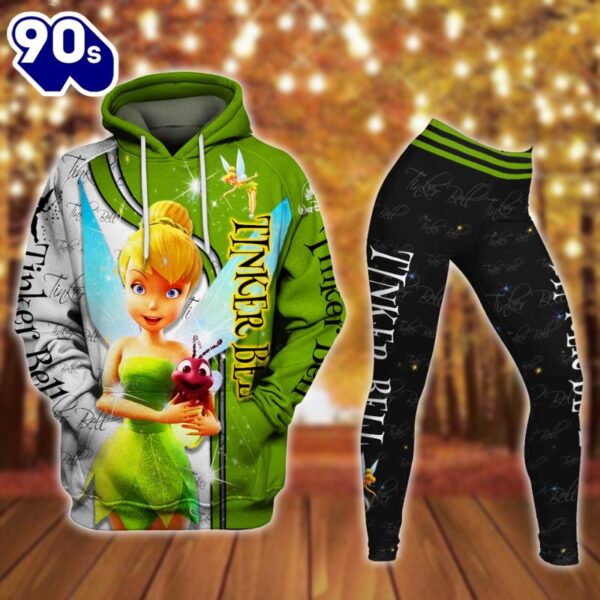 Tinker Bell Pattern Hoodie And Leggings Set