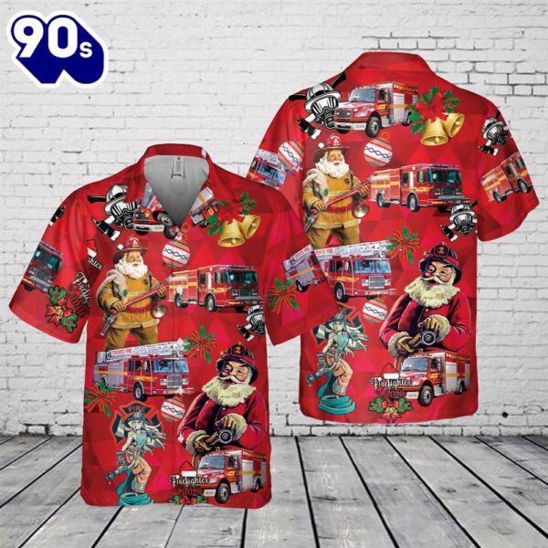 TORONTO FIRE SERVICES (TFS), ONTARIO FLEET Christmas Pocket Hawaiian Shirt