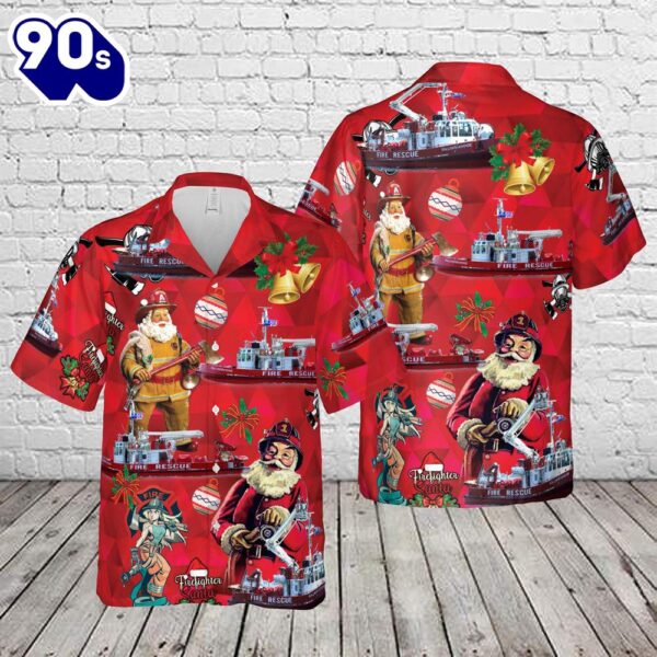 TORONTO FIRE SERVICES (TFS), ONTARIO William Lyon Mackenzie (fireboat) Christmas Hawaiian Shirt