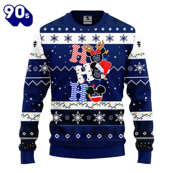 Toronto Maple Leafs Hohoho Mickey Christmas Ugly Sweater  Gift Christmas