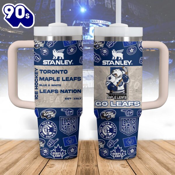 Toronto Maple Leafs NHL Custom Stanley Quencher 40oz Stainless Steel Tumbler With Handle  – NHL Tumbler 40oz
