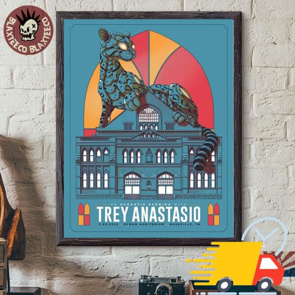 Trey Anastasio Poster For Show At Ryman Auditorium In Nashville Tennessee On March 23 2025 Canvas