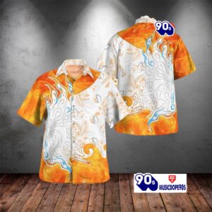 Tribal Style Pokemon Alolan Ninetales Design Hawaiian Shirt