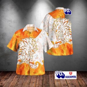 Tribal Style Pokemon Arcanine Design Hawaiian Shirt