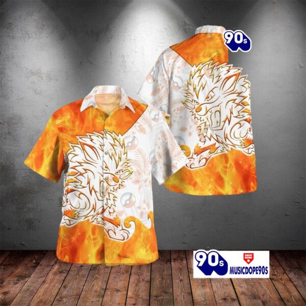 Tribal Style Pokemon Arcanine Design Hawaiian Shirt