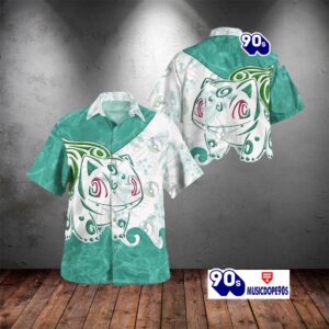 Tribal Style Pokemon Bulbasaur Design Hawaiian Shirt