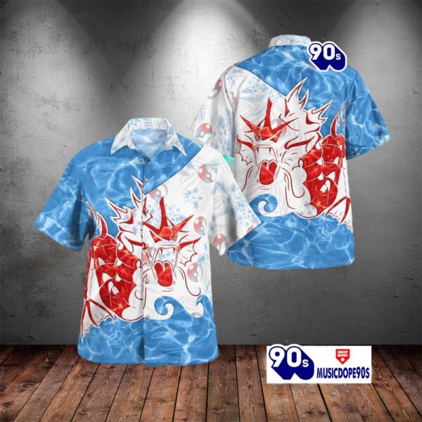 Tribal Style Pokemon Gyarados Design Hawaiian Shirt