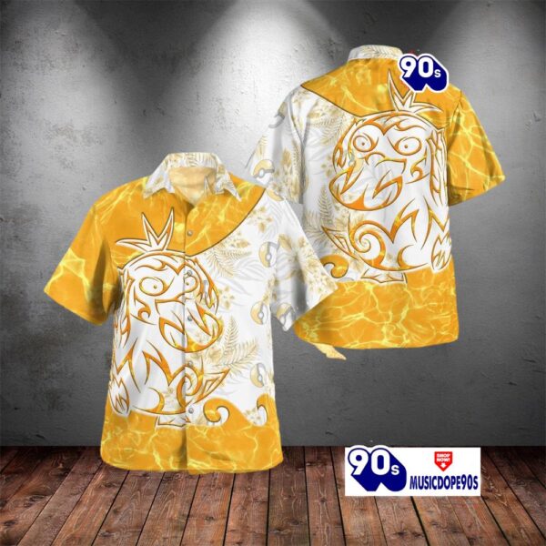Tribal Style Pokemon Psyduck Design Hawaiian Shirt