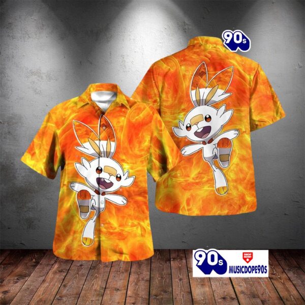 Tribal Style Pokemon Scorbunny Design Hawaiian Shirt