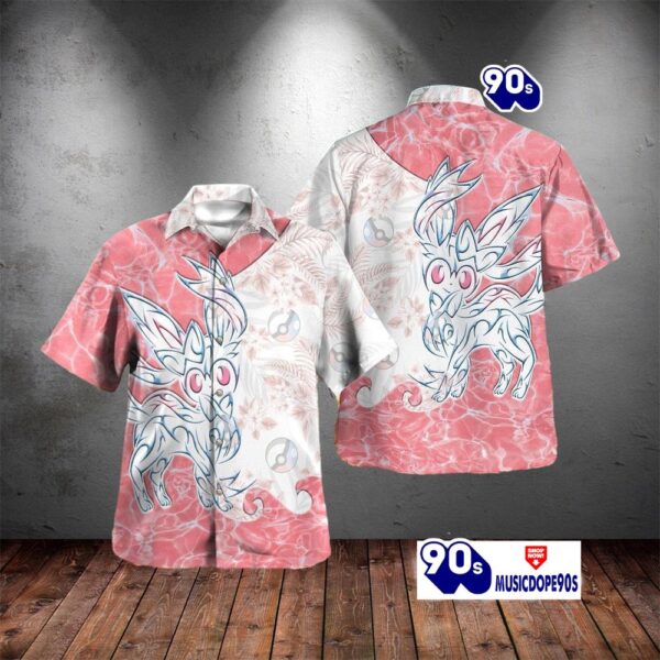 Tribal Style Pokemon Shiny Sylveon Design Hawaiian Shirt