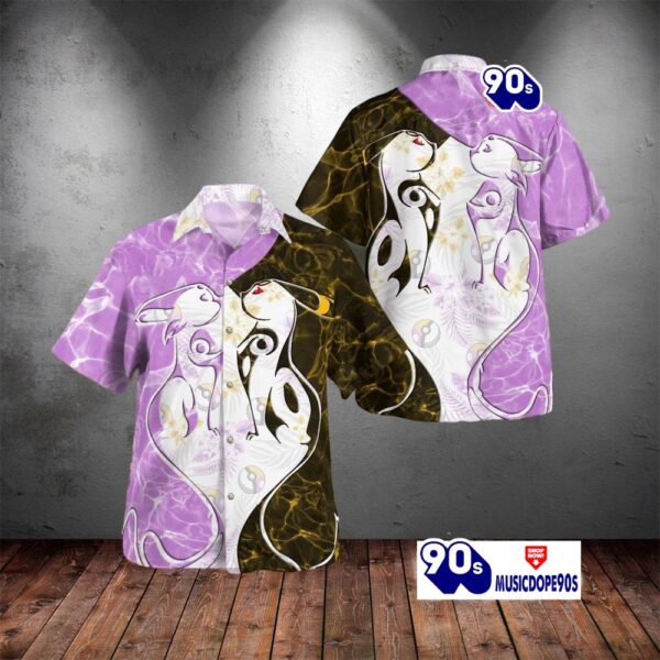 Tribal Style Pokemon Umbreon And Shiny Umbreon Ver 2 Design Hawaiian Shirt