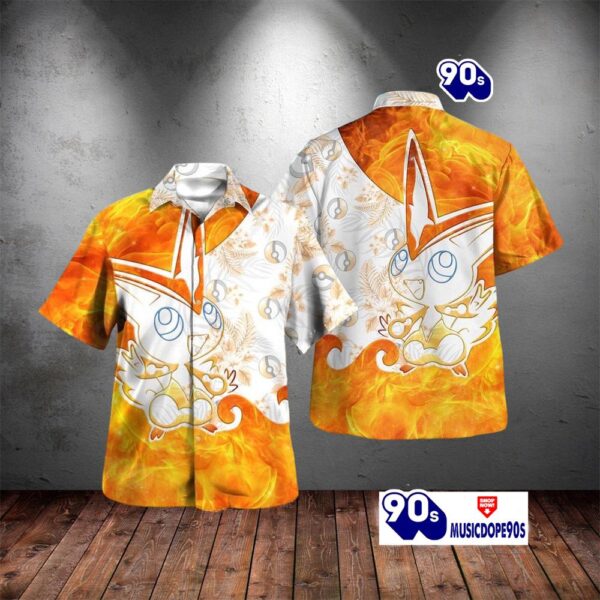 Tribal Style Pokemon Victini Design Hawaiian Shirt