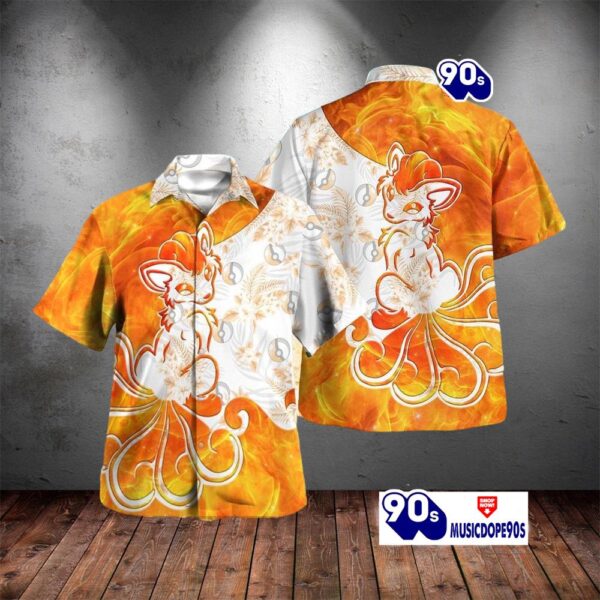 Tribal Style Pokemon Vulpix Design Hawaiian Shirt