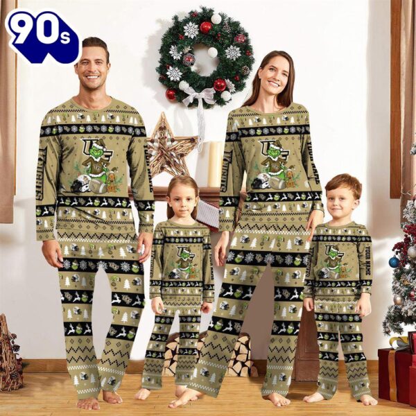 UCF Knights NCAA Custom Name Grinch Christmas And Sport Team Pajama Set  Gift Christmas