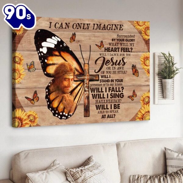 Unique Butterfly Cross Faith I Can Only Imagine Canvas Wall Art