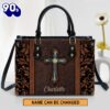 Unique Personalized Cross Leather Handbag With Handle Christ Gifts For Religious Women, Christian Bags  Gift For Women Christmas