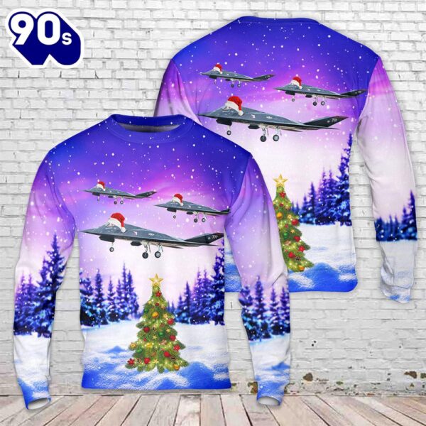 US Air Force F-117A F-117 Nighthawk (Stealth Fighter) 40 Years of Owning the Night Christmas Sweater