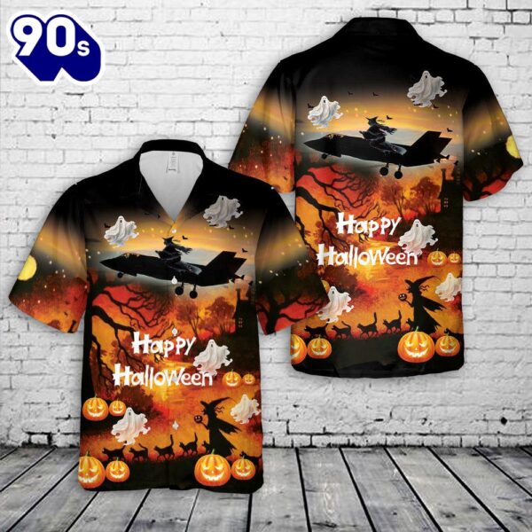 US Air Force F-35 Happy Halloween Hawaiian Shirt