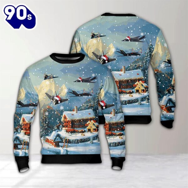 US Air Force Lockheed F-117 Nighthawk Christmas AOP Sweater