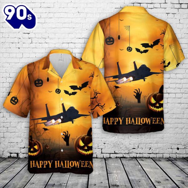 US Air Force Massachusetts Air National Guard 104th Fighter Wing F-15 Halloween Hawaiian Shirt