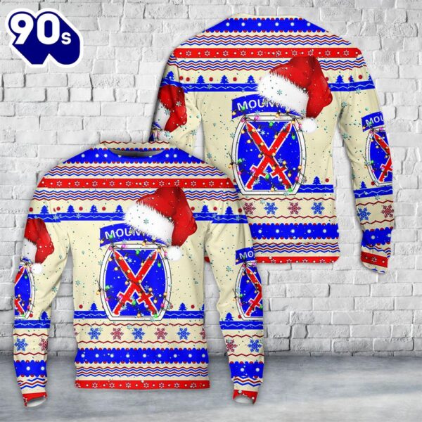 US Army 10th Mountain Division Christmas AOP Sweater