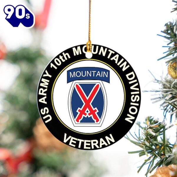 US Army 10th Mountain Division Veteran Ceramic Ornament