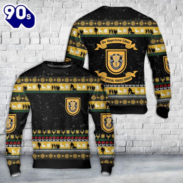 US Army 1st Special Forces Group (1st SFG) Christmas AOP Sweater