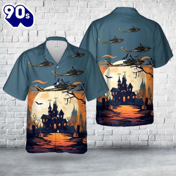 U.S. Army AH-1F Cobra Attack Sky Soldiers Aerial Display Team Team Combat Aircraft Halloween Hawaiian Shirt