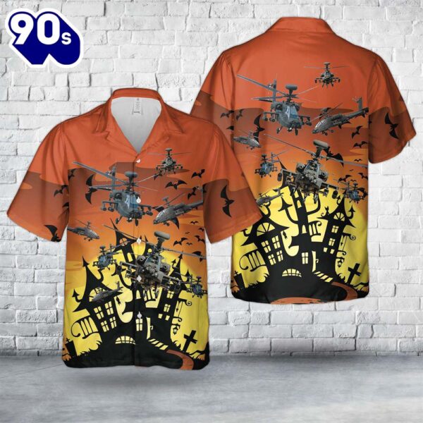 US Army Boeing AH-64 Apache Halloween Hawaiian Shirt 1