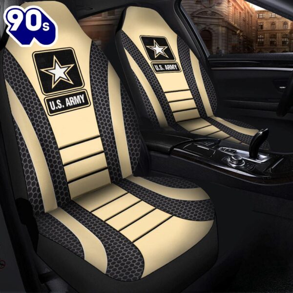 US ARMY Cream Premium Custom Car Seat Covers Decor Protectors