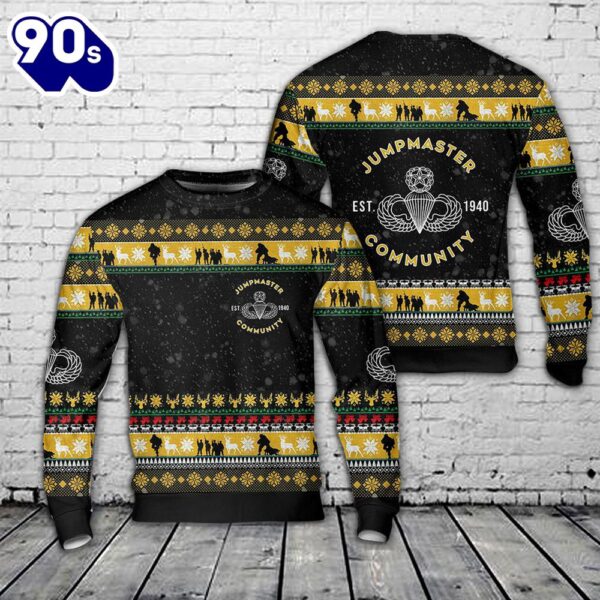 US Army Jumpmaster Community Christmas AOP Sweater