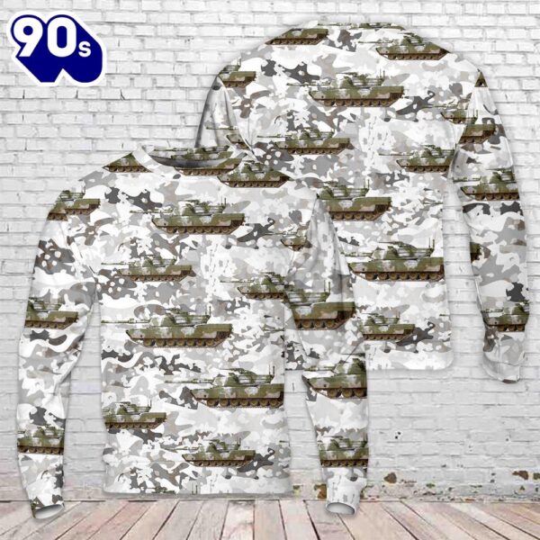 US Army M1 Abrams Tank winter camo Christmas Sweater