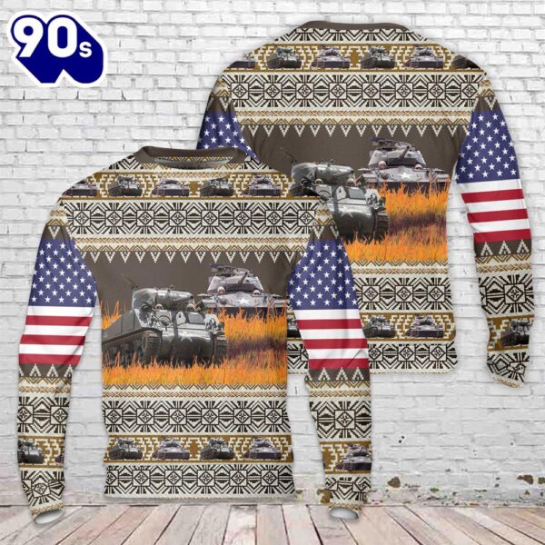 US Army M4A3 Sherman Christmas Sweater