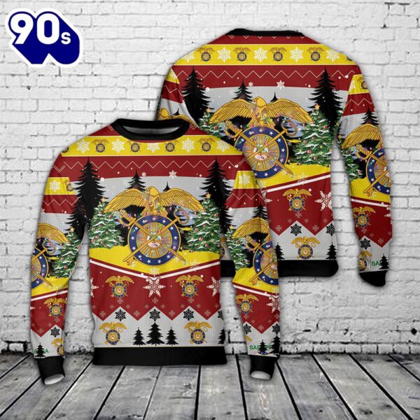 US Army Quartermaster Corps Branch Insignia Christmas AOP Knitted Sweater