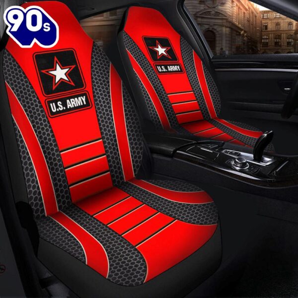 US ARMY Red Premium Custom Car Seat Covers Decor Protectors