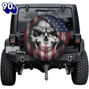 US Flag Skull Spare Tire Cover