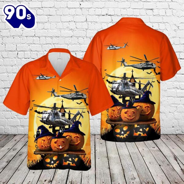 U.S. Marine Corps Sikorsky CH-53E Super Stallion (S-65E80) Halloween Hawaiian Shirt